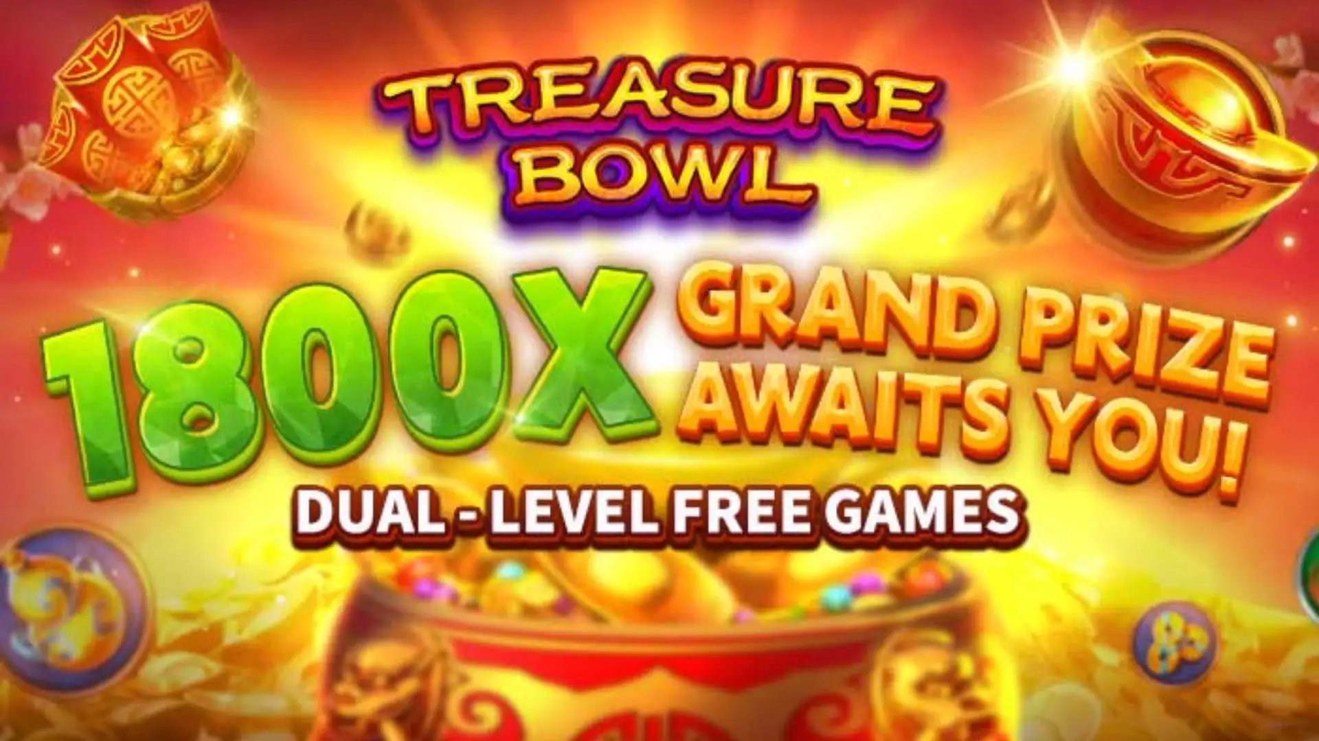 Multiplicadores Treasure Bowl 888slot - 7777x Máximo com Tigela Dourada